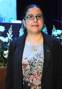 Doctora Martha Escárcega Bobadilla, investigadora del Departamento de Química Orgánica de la Facultad de Química de la UNAM, ganadora de una de las Becas para Mujeres en la Ciencia 
L´Oréal-Unesco-Conacyt-AMC 2015, en el área de ciencias naturales.