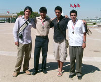 Ángel Aliseda Alonso, Emanuel Johansen Campos, Adrián Mendoza Velasco, Francisco Javier Quezada Figueroa, integrantes de la selección mexicana en la VII Olimpiada Internacional de Geografía.