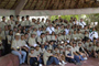 Participantes de la V Olimpiada Mexicana de Historia en la zona arqueológica del Dzibilchaltún.