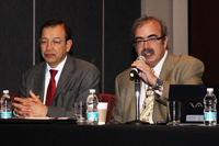 Los doctores Inocencio Higuera, director adjunto de Centros Conacyt y José Antonio de la Peña, director del Cimat, durante la presentación del Congreso.