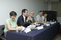 Dra. Blanca Jiménez, Dr. Felipe Arreguín Cortés, Dr. Dante Morán, Dr. Augusto Domínguez y Mireya Ímaz  durante la presentación del libro 'El agua en México: cauces y encauces'.