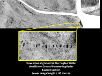 Fragmento con georradar del alineamiento de piedras encontrado en Durrington Walls, a tres kilómetros de Stonehenge.