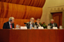 Los doctores Michel Morange, Francisco Bolívar Zapata, Antonio Lazcano Araujo y Ranulfo Romo durante la mesa redonda Francis H. Crick, a cien años de su nacimiento en El Colegio Nacional.