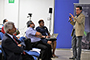 José Franco, coordinador general del FCCyT y expresidente de la AMC (al centro en primera fila) y Christopher Scott (de pie), investigador de la Universidad de Arizona, ofrecieron una breve sinopsis de los antecedentes del taller binacional sobre la construcción de la resilencia de la región de tierras áridas transfronterizas, y los lineamientos y objetivos de la actividad que se celebra en San Luis Potos del 2 al 4 de mayo.