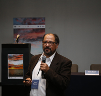Doctor Víctor Magaña, investigador del Instituto de Geografia de la UNAM, durante su participación en el taller binacional Variabilidad y Cambio Climático-Océanos, que se llevó a cabo del 30 de mayo al 1 de junio con la organización de la AMC y la Casa Universitaria Franco Mexicana.