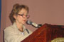 La coordinadora de la Olimpiada Mexicana de Historia (OMH), Soledad Loaeza, durante la inauguración.