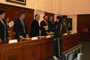 Durante la ceremonia que organizó la UAEM para la entrega de 256 becas a estudiantes de bachillerato y licenciatura en el 2011.