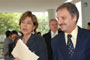 Rosaura Ruiz y Juan Pedro Laclette, presidenta y ex presidente de la Academia Mexicana de Ciencias, respectivamente, a su llegada a la Facultad de Medicina de la UNAM.