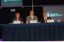 Rosaura Ruiz, presidenta de la Academia Mexicana de Ciencias, Marcelo Ebrard, jefe de gobierno del Distrito Federal, y Ellis Rubinstein, presidente de la Academia de Ciencias de Nueva York.