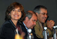 Rosaura Ruiz, Carlos Arámburo y Rafael Loyola, durante la inauguración del II Foro de Energía Reforma Energética para un Futuro Sustentable, en la sede de la AMC.