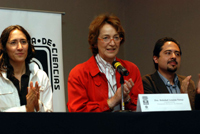 Los historiadores Susana Sosenski, Soledad Loaeza e Iván Escamilla, durante la inauguración de la III Olimpiada Mexicana de Historia.