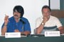 Octavio Paredes y Rene Drucker, al inicio del taller realizado en Cuernavaca, Mor.